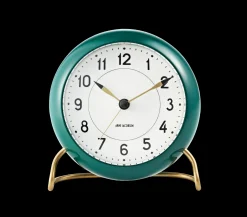 Arne Jacobsen Clocks Station Bordur Ø11 cm grønn/hvit