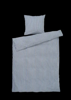 JUNA Bæk&Bølge Lines Sengetøy 140x220 cm mørk blå/hvit NO