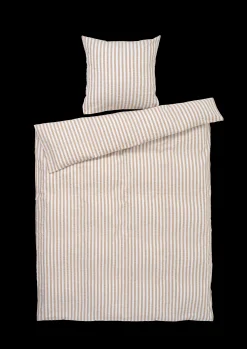 JUNA Bæk&Bølge Lines Sengetøy 140x200 cm sand/hvit NO