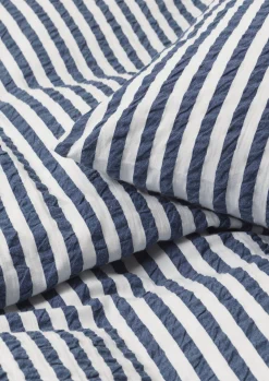JUNA Bæk&Bølge Lines Sengetøy 140x200 cm mørk blå/hvit NO