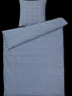 JUNA Bæk&Bølge Sengetøy 140x220 cm mørk blå/hvit NO