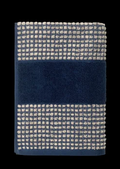 JUNA Check Håndkle 70x140 cm mørk blå/sand