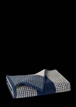 JUNA Check Håndkle 70x140 cm mørk blå/sand