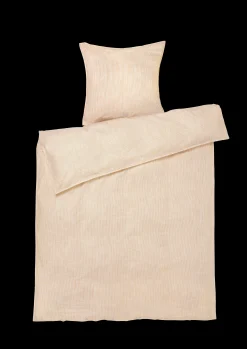 JUNA Monochrome Lines Sengetøy 140x220 cm oker/hvit NO