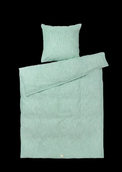 JUNA Monochrome Lines Sengetøy 140x200 cm grønn/hvit NO