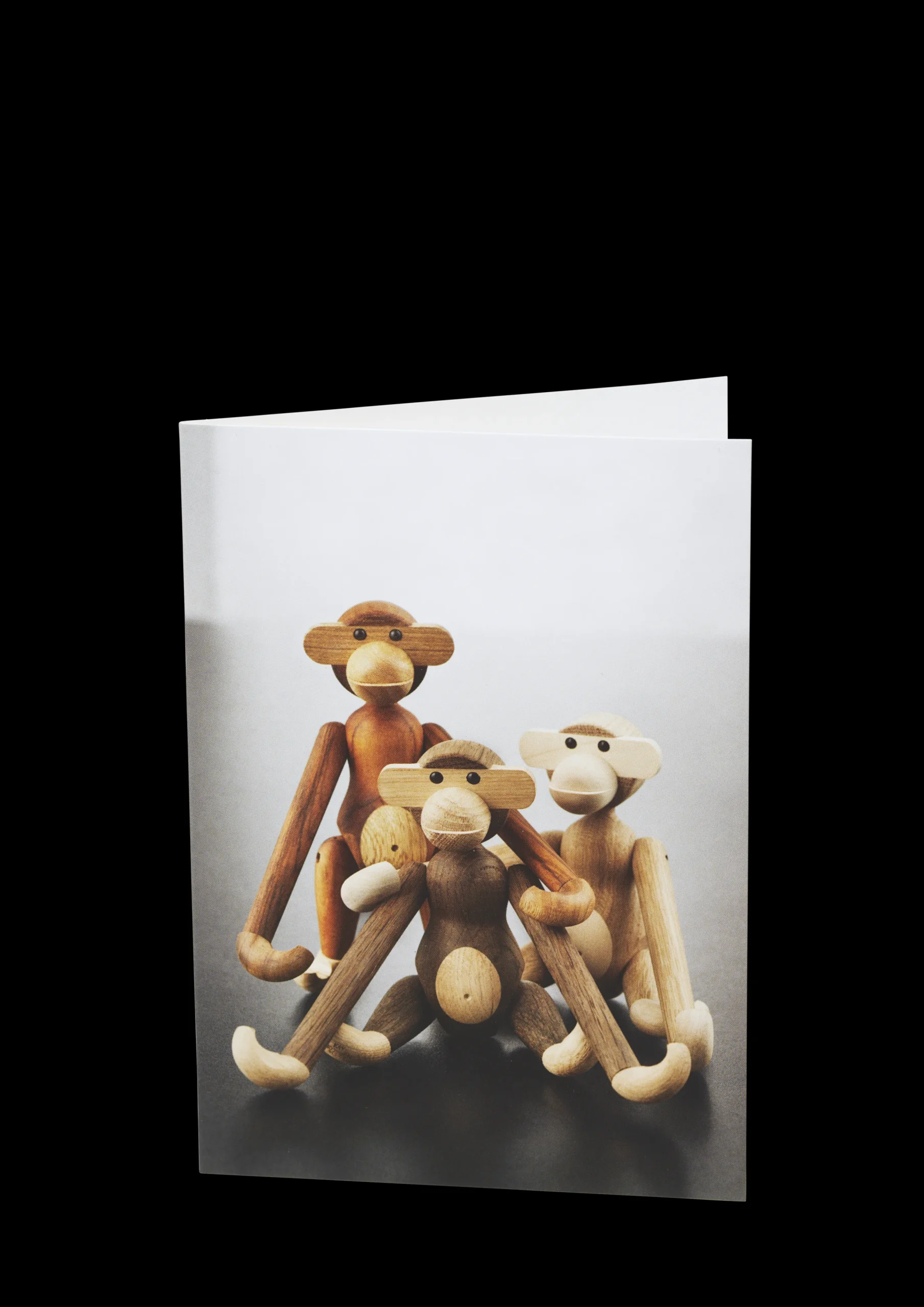 Kay Bojesen Postcard Monkeys, 3 different A6 mixed wood