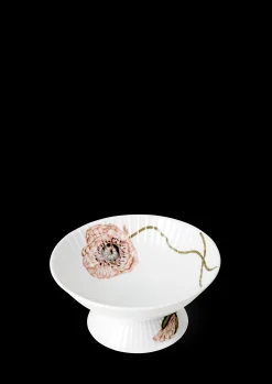 Kähler Hammershøi Poppy Skål på stett Ø16 cm hvit m. deko