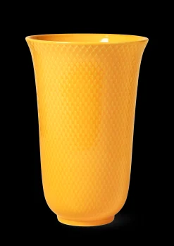 Lyngby Porcelæn Rhombe Color Vase H20 gul porselen