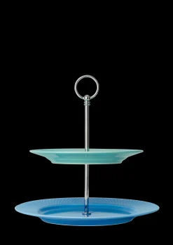 Lyngby Porcelæn Rhombe Farge Etagere Ø27 blå/grønn - Kjøp her