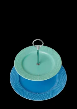 Lyngby Porcelæn Rhombe Farge Etagere Ø27 blå/grønn - Kjøp her